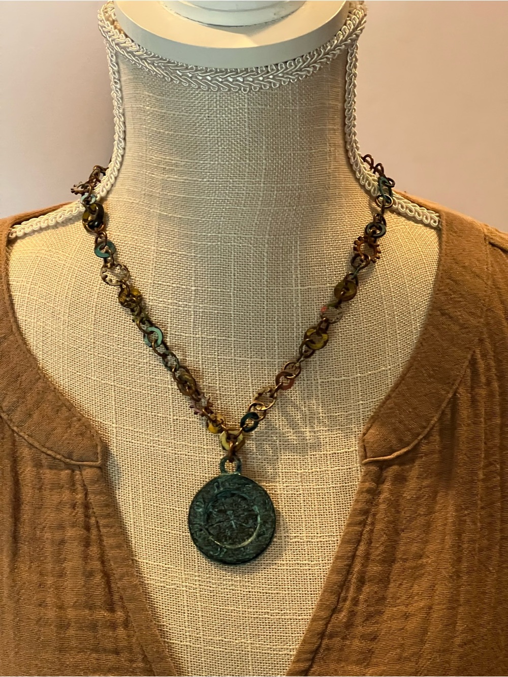 Patina Medallion Pendant Necklace